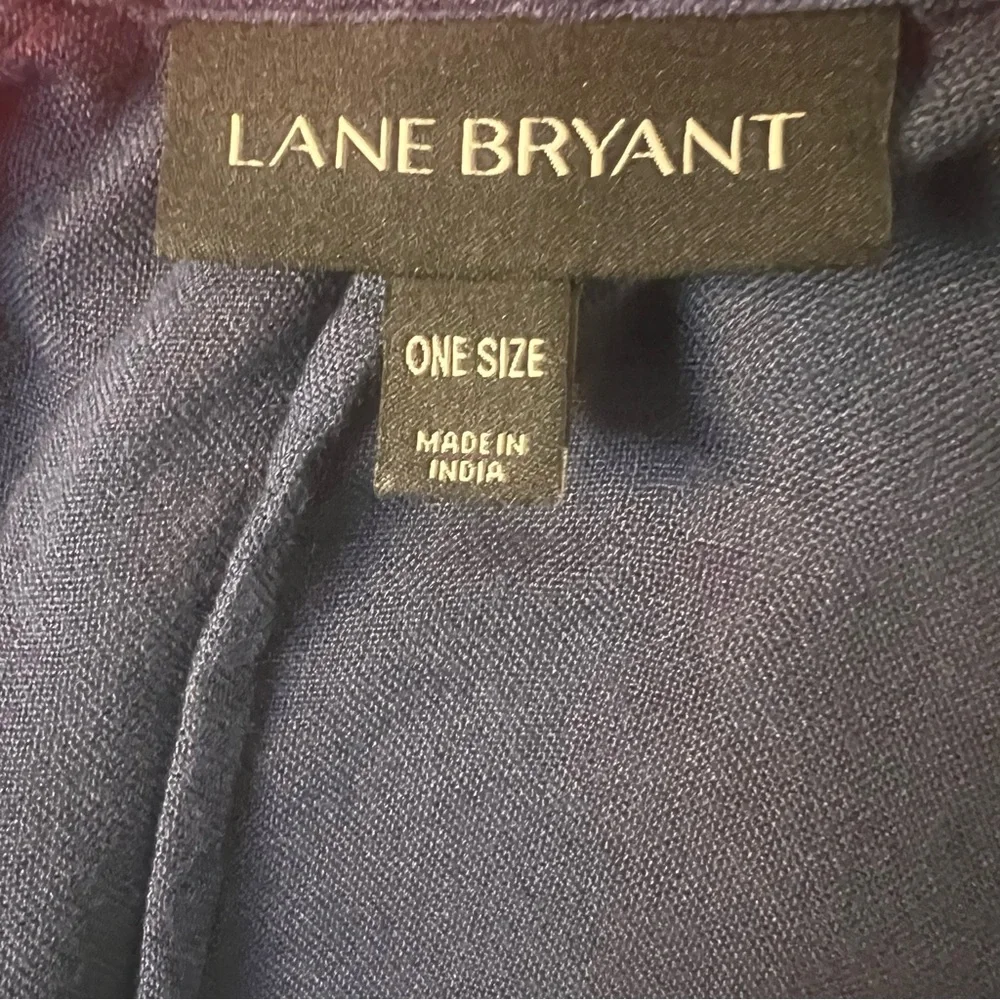 Lane Bryant Navy Blue Poncho Cover Up with White Circle Tie Dye Pattern One Size